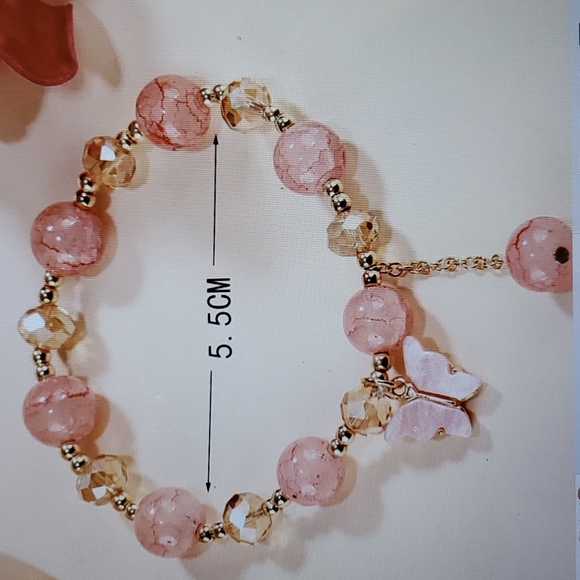 Butterfly Charm  Beated Bracelet - Picture 4 of 5